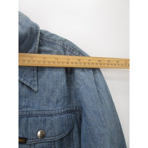 VINTAGE Lee Jacket Small Western Trucker Denim Shacket 70s Snap USA * - Picture 10 of 15